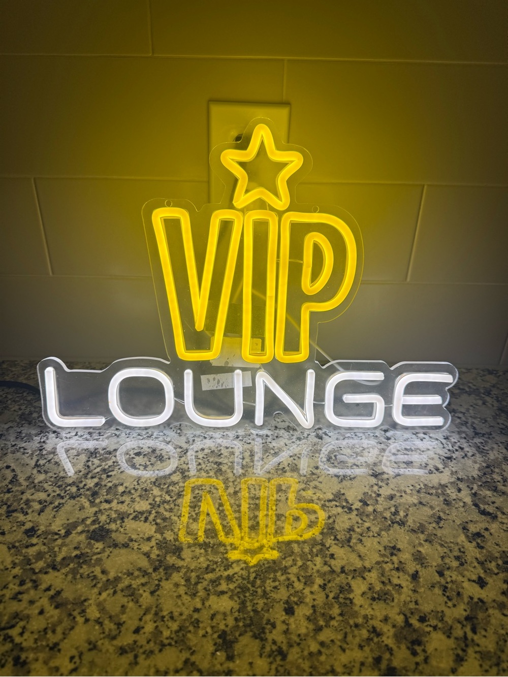VIP Lounge Neon Sign - Yellow and White